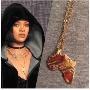 Africa map gold pendant necklace